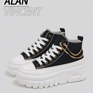 Women's Black and White Platform Sneakers